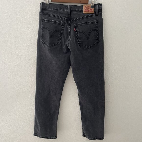 Levi’s Premium Wedgie Straight Jeans Women’s Size 31 Black Distressed High Rise - Picture 2 of 8